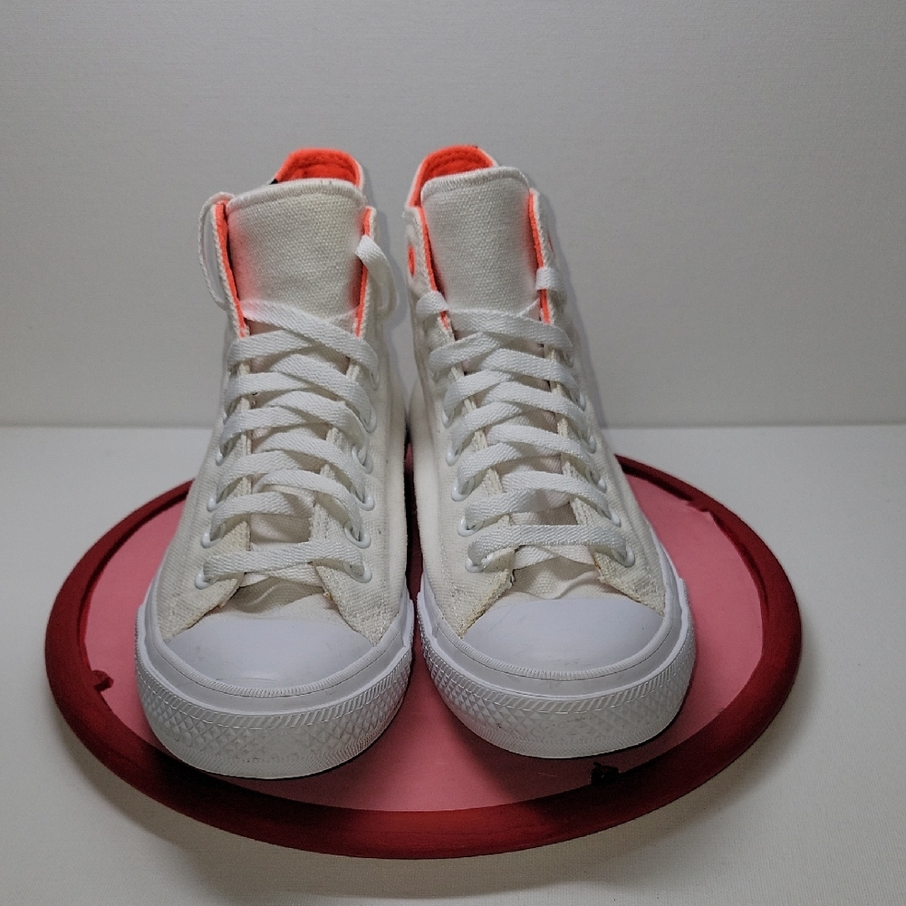 Converse White and Orange Boat Shoes